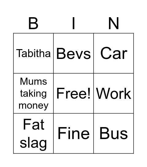 Waffilius Vangenderen Bingo Card