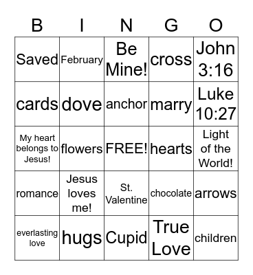 Be My Valentine! Bingo Card