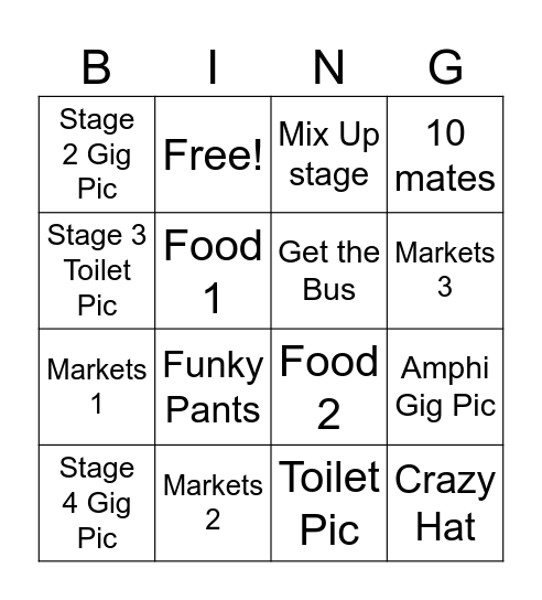 SITG23 Bingo Card