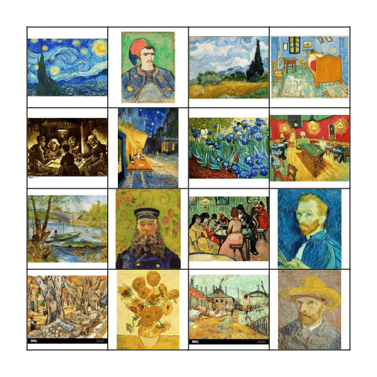 Zoekkaart Van Gogh Bingo Card