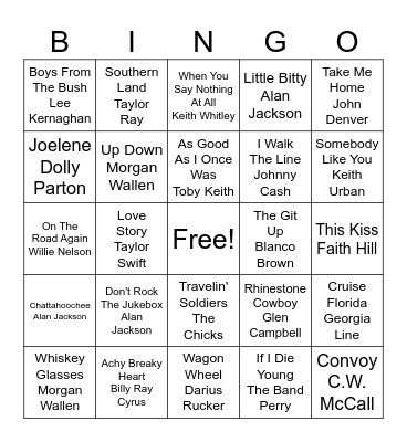 COUNTRY BUMPKIN Bingo Card