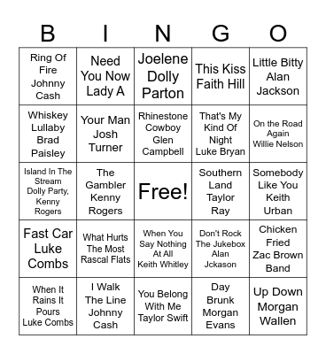 COUNTRY BUMPKIN Bingo Card