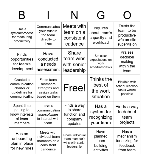 Best Practice Bingo Card