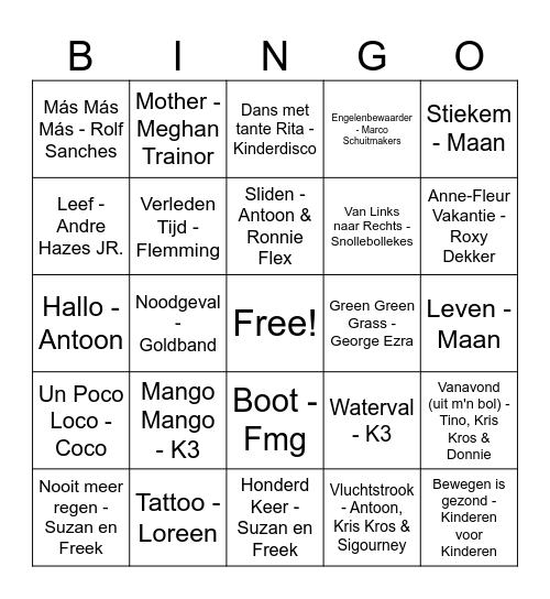 MUZIEK BINGO Card