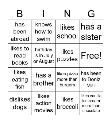 Find someone who Bingo Card