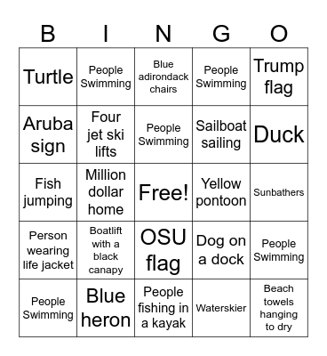 Indian Lake Bingo Card