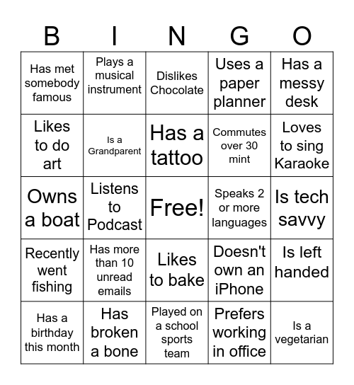 Office Bingo Card