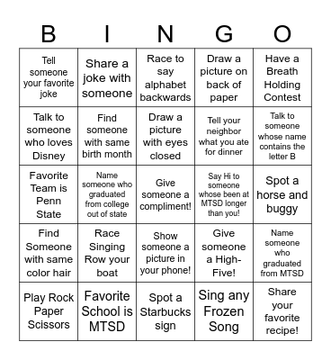Bus Bingo Card