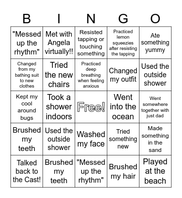 Bravery Challenges: Vacation Edition Bingo Card