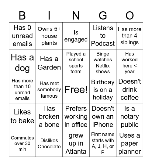 Office Bingo Card