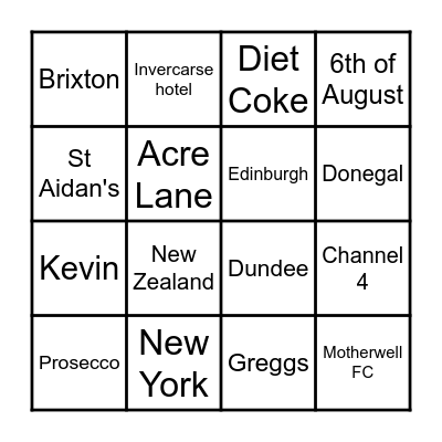 Geraldine Bingo Card