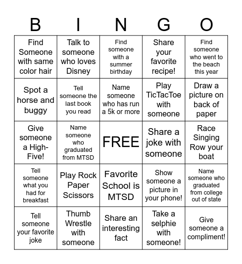 Bus Bingo Card