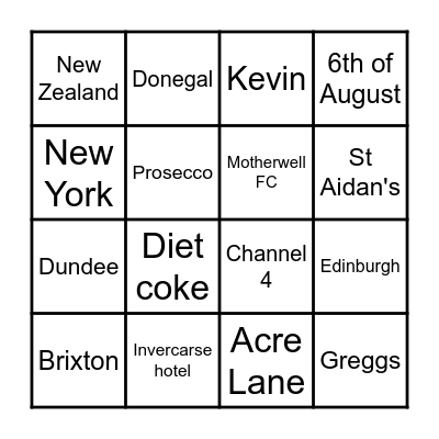 Geraldine Bingo Card