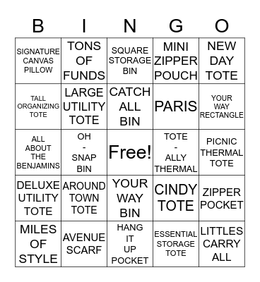 THIRTY-ONE GIFTS Bingo Card