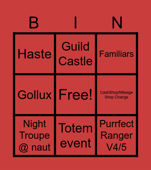 MapleSEA NewAge Copium Bingo Card