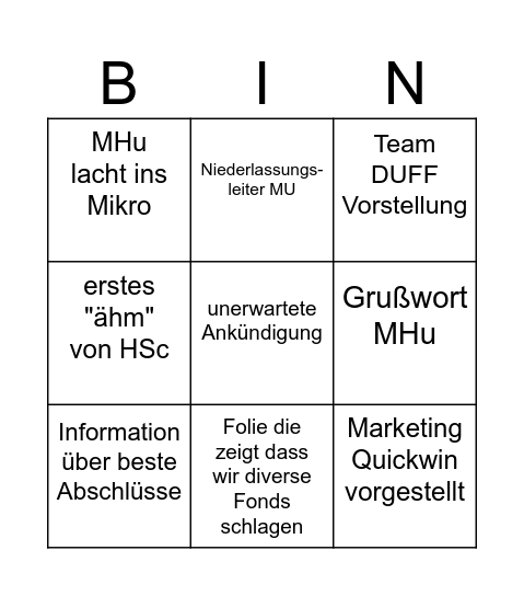 Kickoff Bingo Card