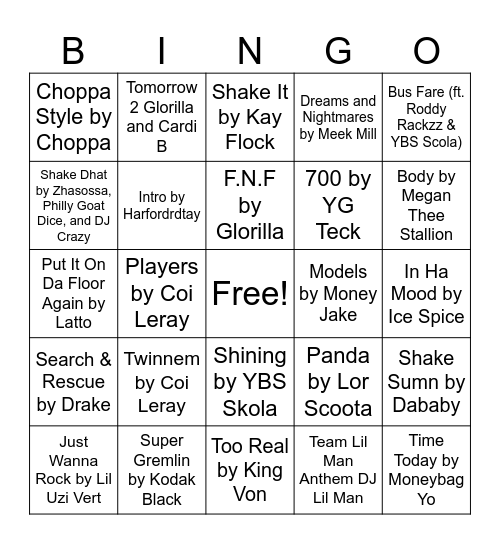 GSA MUSIC BINGO Card