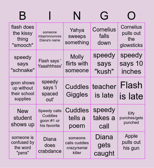 Goon Bingo Card