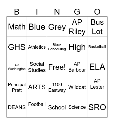 Garinger Bingo Card