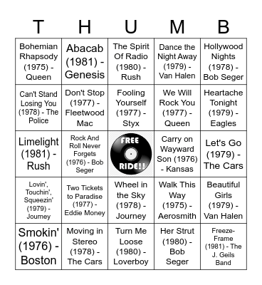 High School House Party Bingo Card