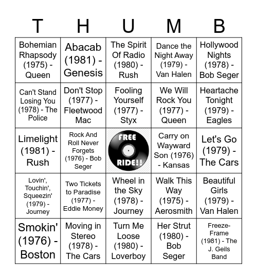 High School House Party Bingo Card