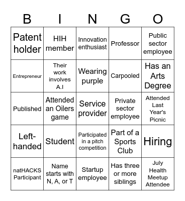 Social Bingo Card