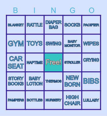 Nadira's Virtual Baby Shower Bingo Card