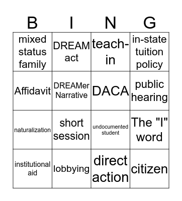 Undocu-Bingo Card
