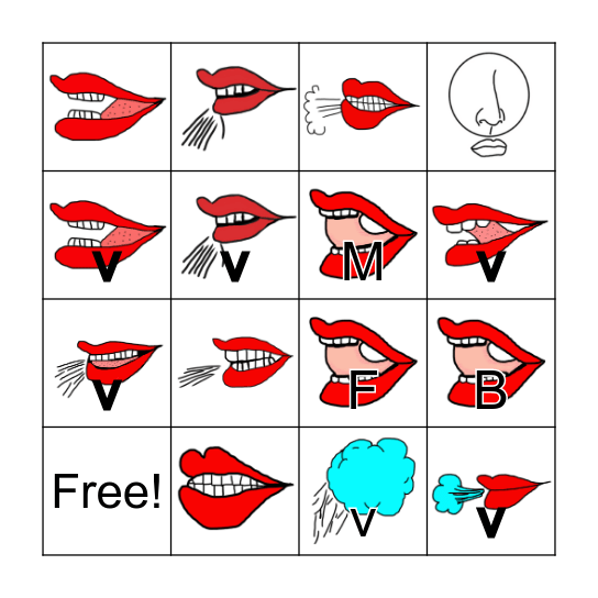 Mouth Pictures Bingo Card