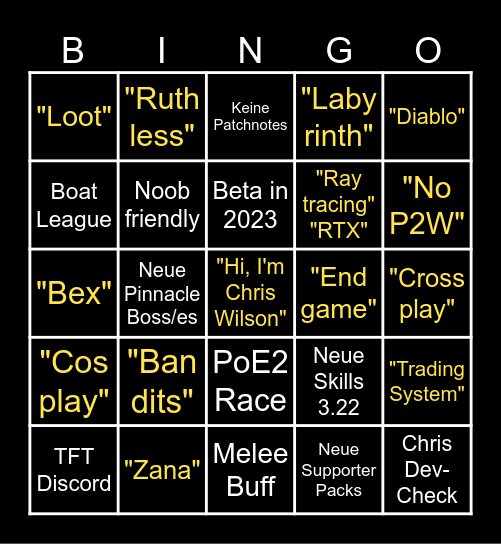 ExileCon 2023 Bingo (German) Bingo Card