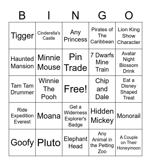 Day #2 Bingo Card