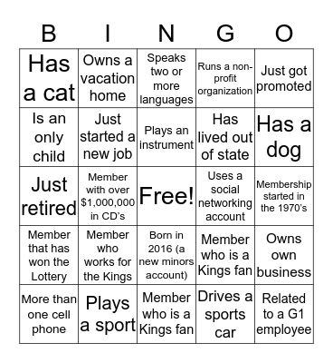 Getting to Know You Bingo Card