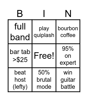 Clone hero Bingo Card
