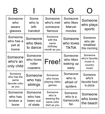 Human Bingo Card