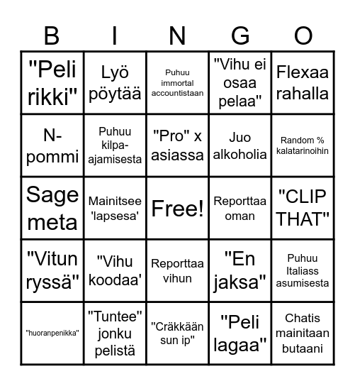 Rico187 Stream bingo Card