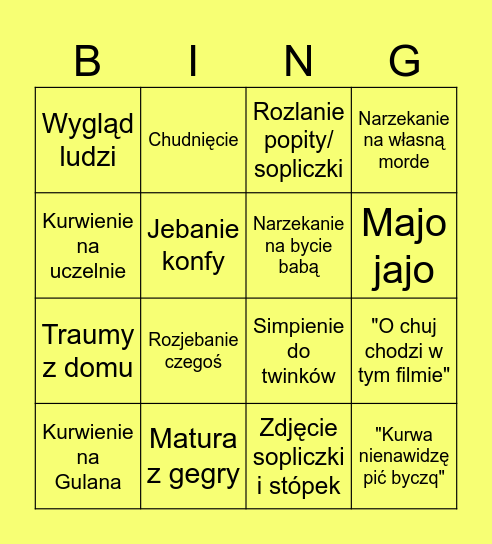 Chlanie Bingo Card