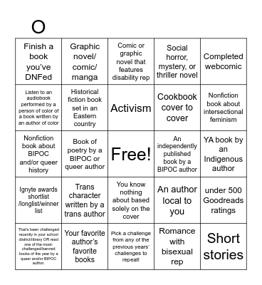 BOOK RIOT’S 2023 READ HARDER Bingo Card