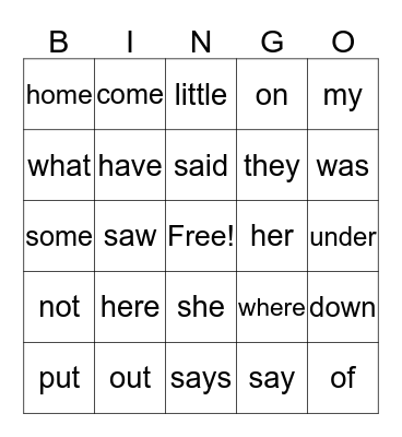 Mastery Test 40 Bingo Card