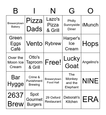 Btown Bingo! Bingo Card