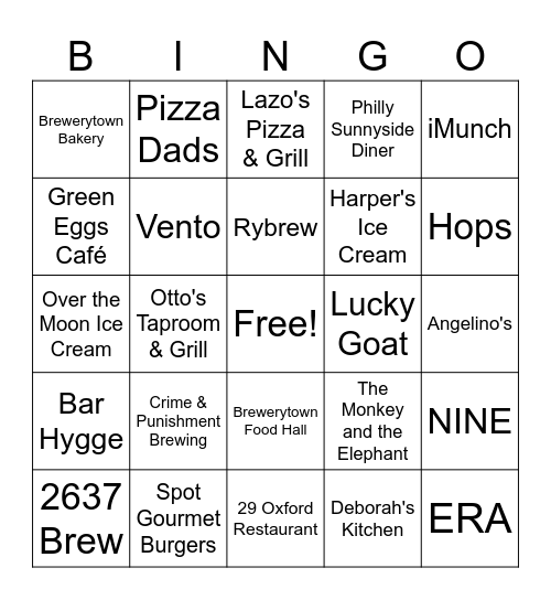 Btown Bingo! Bingo Card