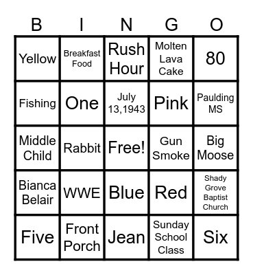 Barbara's Birthday Bingo Card