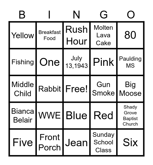 Barbara's Birthday Bingo Card