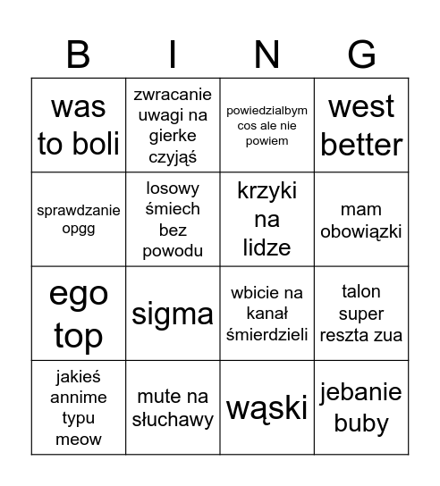 czosnek bingo Card