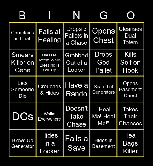DBD Rando Bingo Card