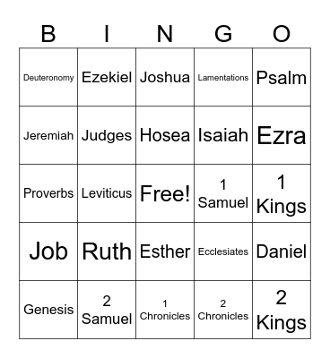 Bible Books Bingo Card