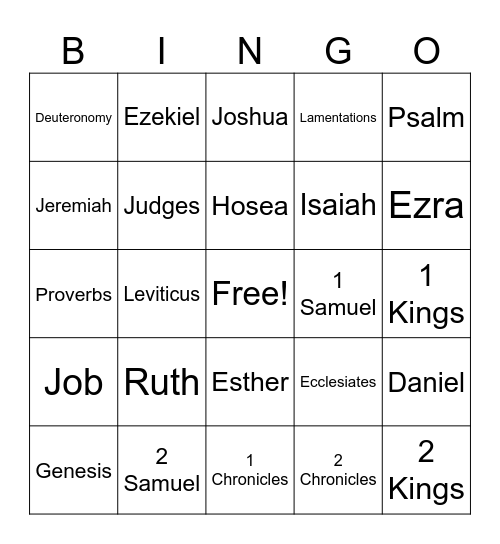 Bible Books Bingo Card