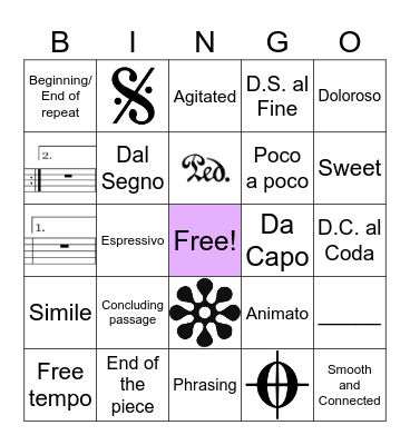 Musical Terminology Part 2 Bingo Card