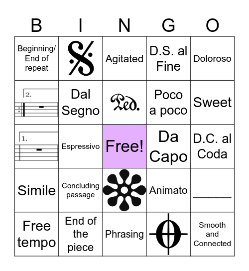 Musical Terminology Part 2 Bingo Card