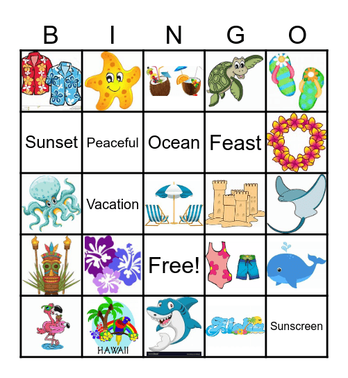 Hawaiian Bingo Card