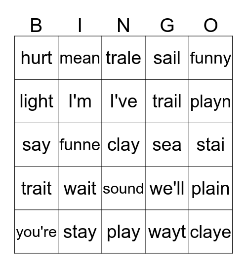 Phonics Bingo Card